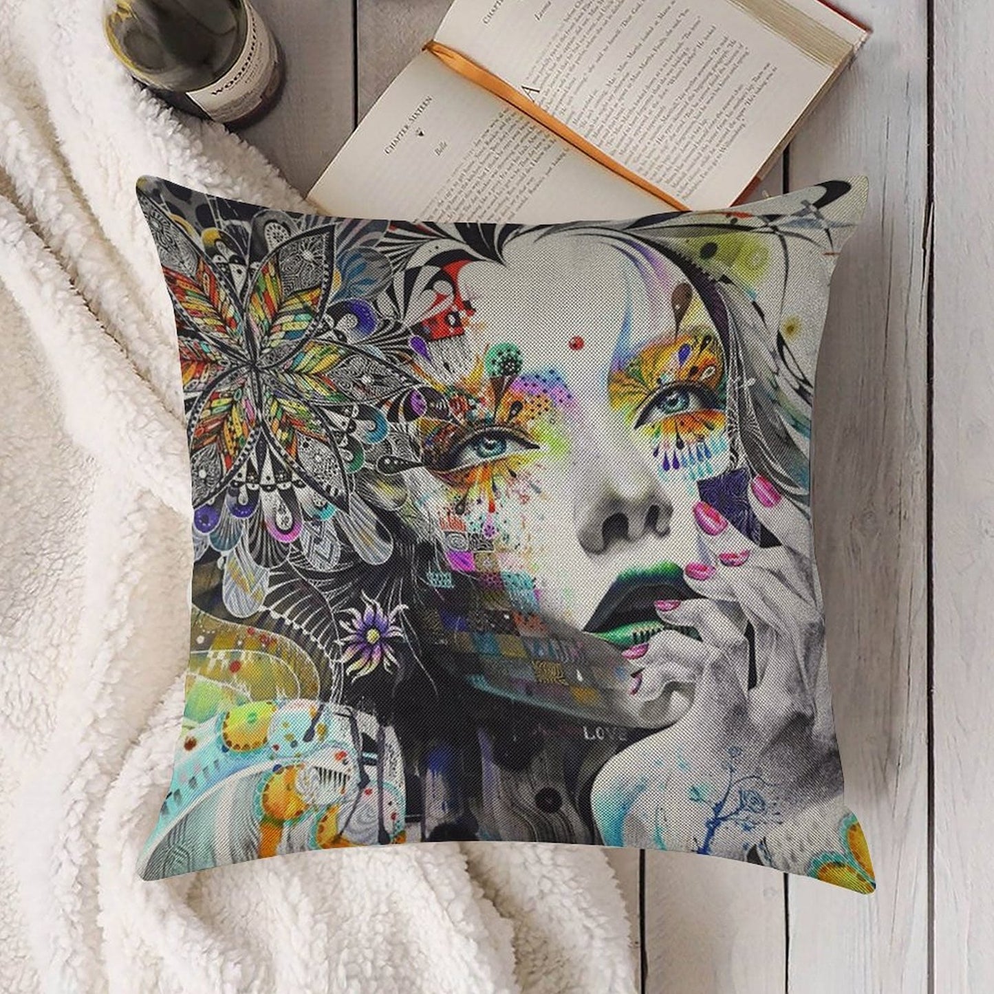 Banksy Urban Princess Graffiti Oil Painting Linen Throw Pillow Cover