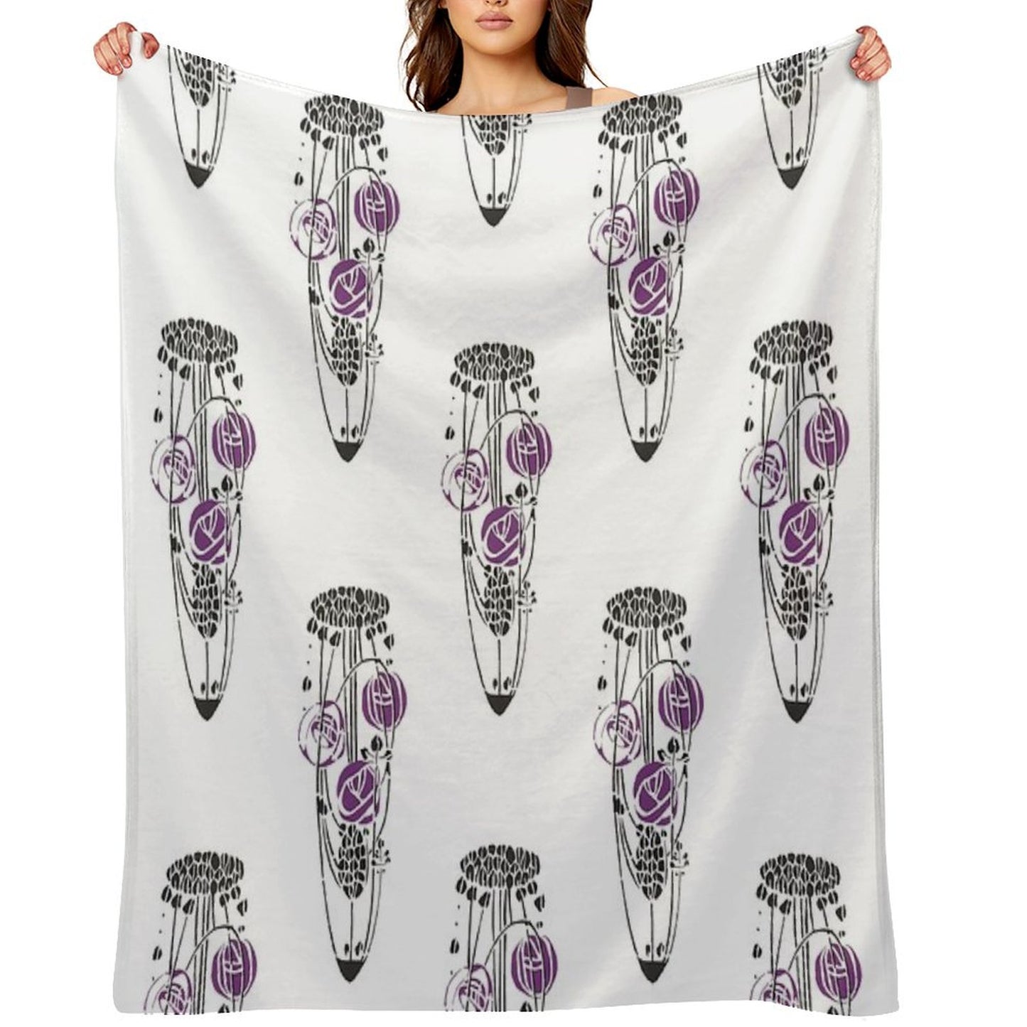 Charles Rennie Mackintosh Roses 4. Throw Blanket