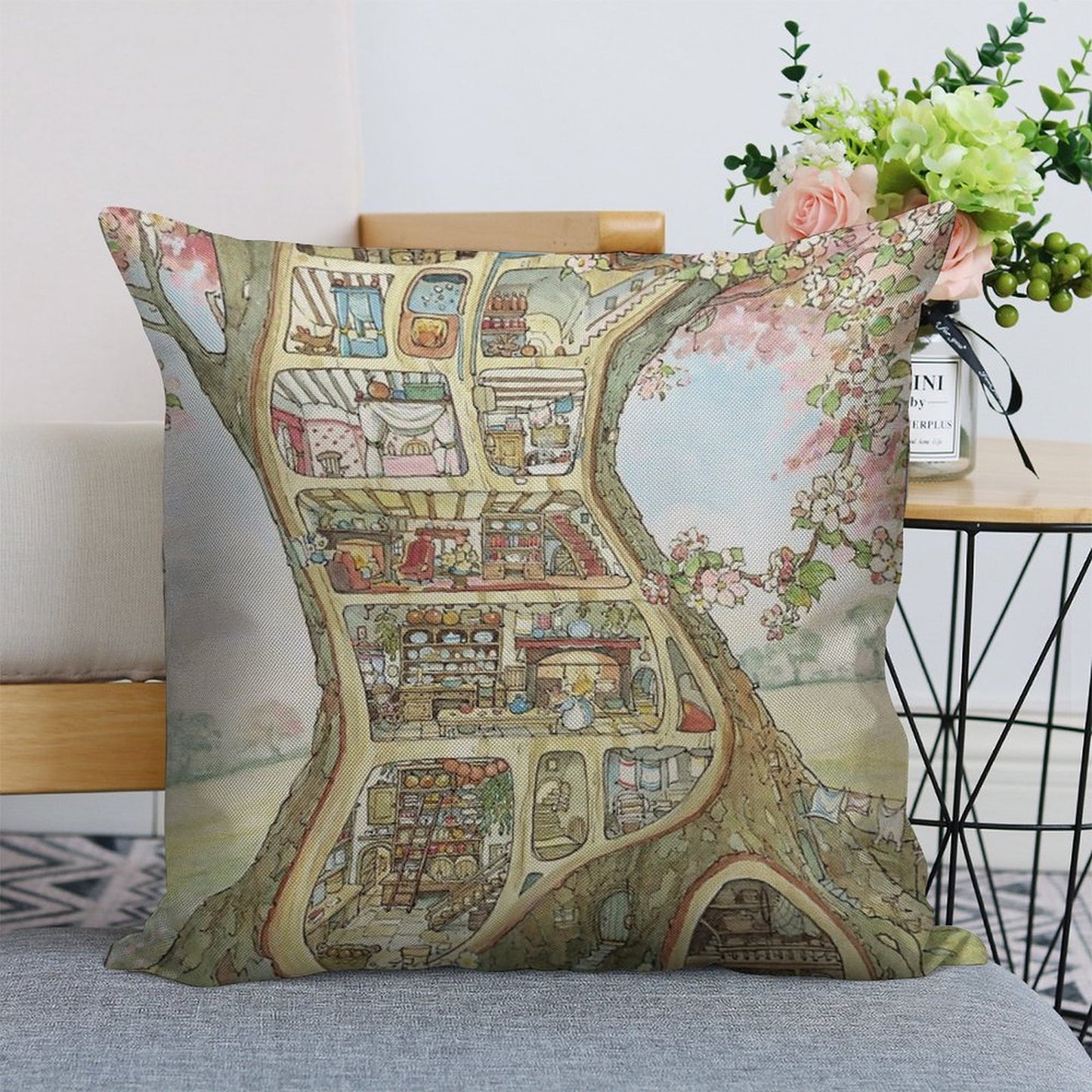 Crabapple Cottage Linen Throw Pillow Cover