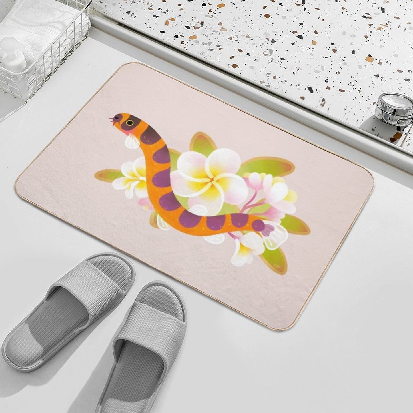 Kuhli Loach And Plumeria Bath Mat