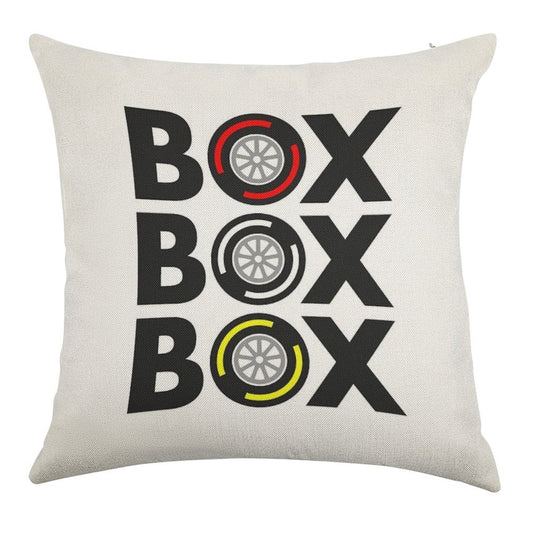 Box Box Box F1 Tyre Compound Design Linen Throw Pillow Cover