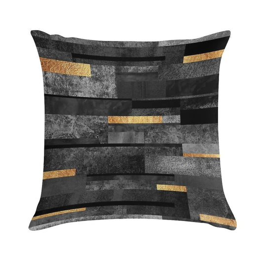 Urban Black & Gold Soft Fade-Resistant Throw Pillow