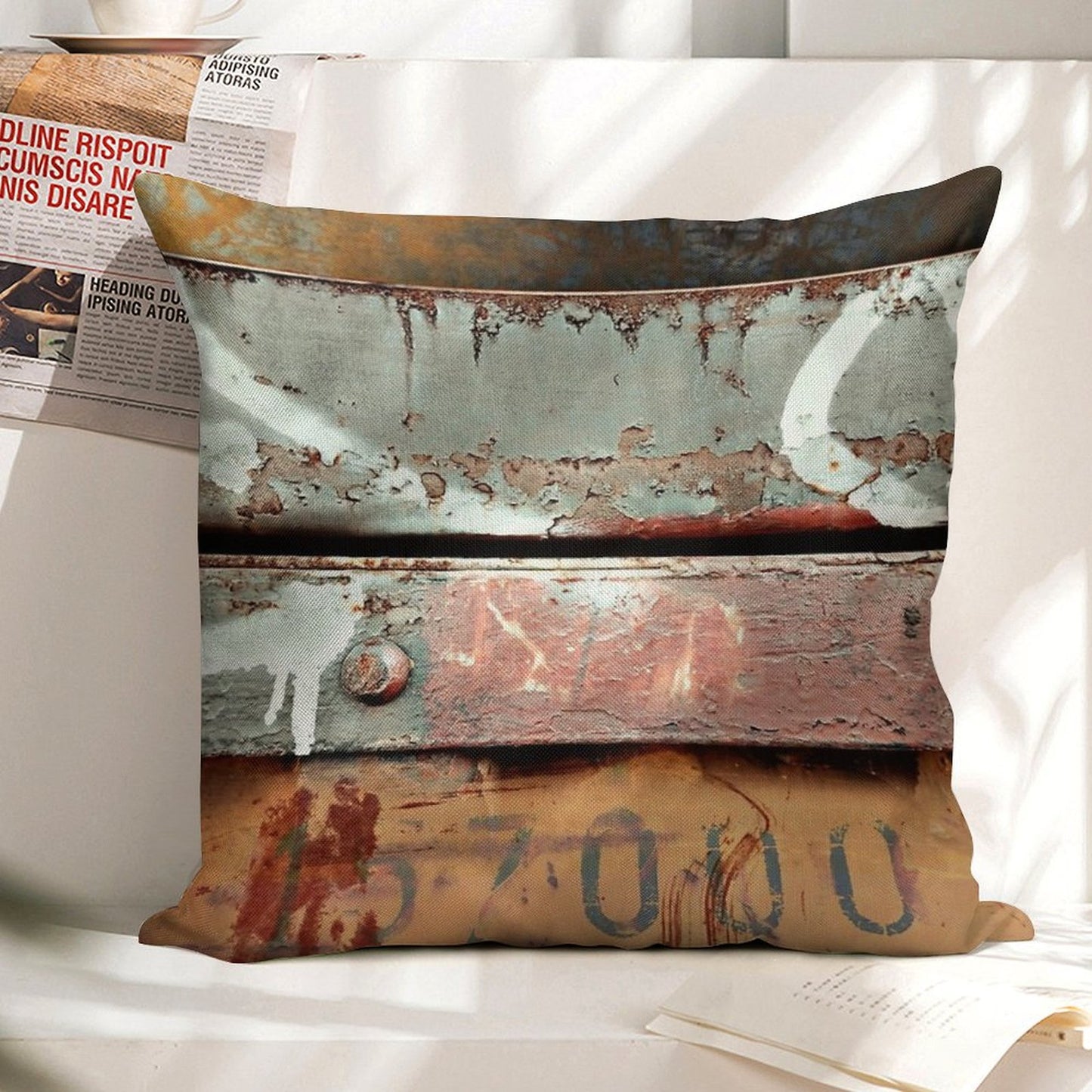 Industrial Grunge Linen Throw Pillow Cover