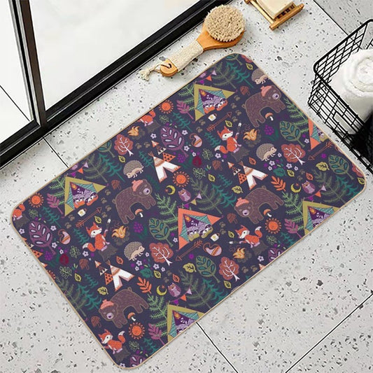 Woodland Animals Campout Dirt-Trapping Bath Mat