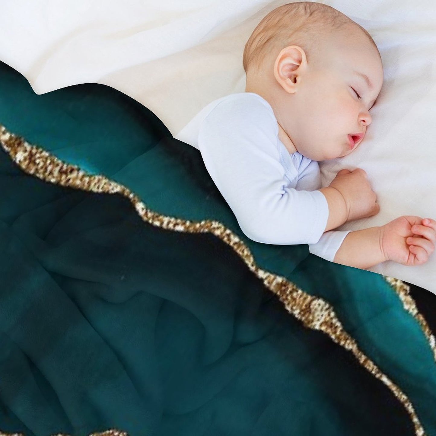 Teal & Gold Agate Texture 02 Throw Blanket