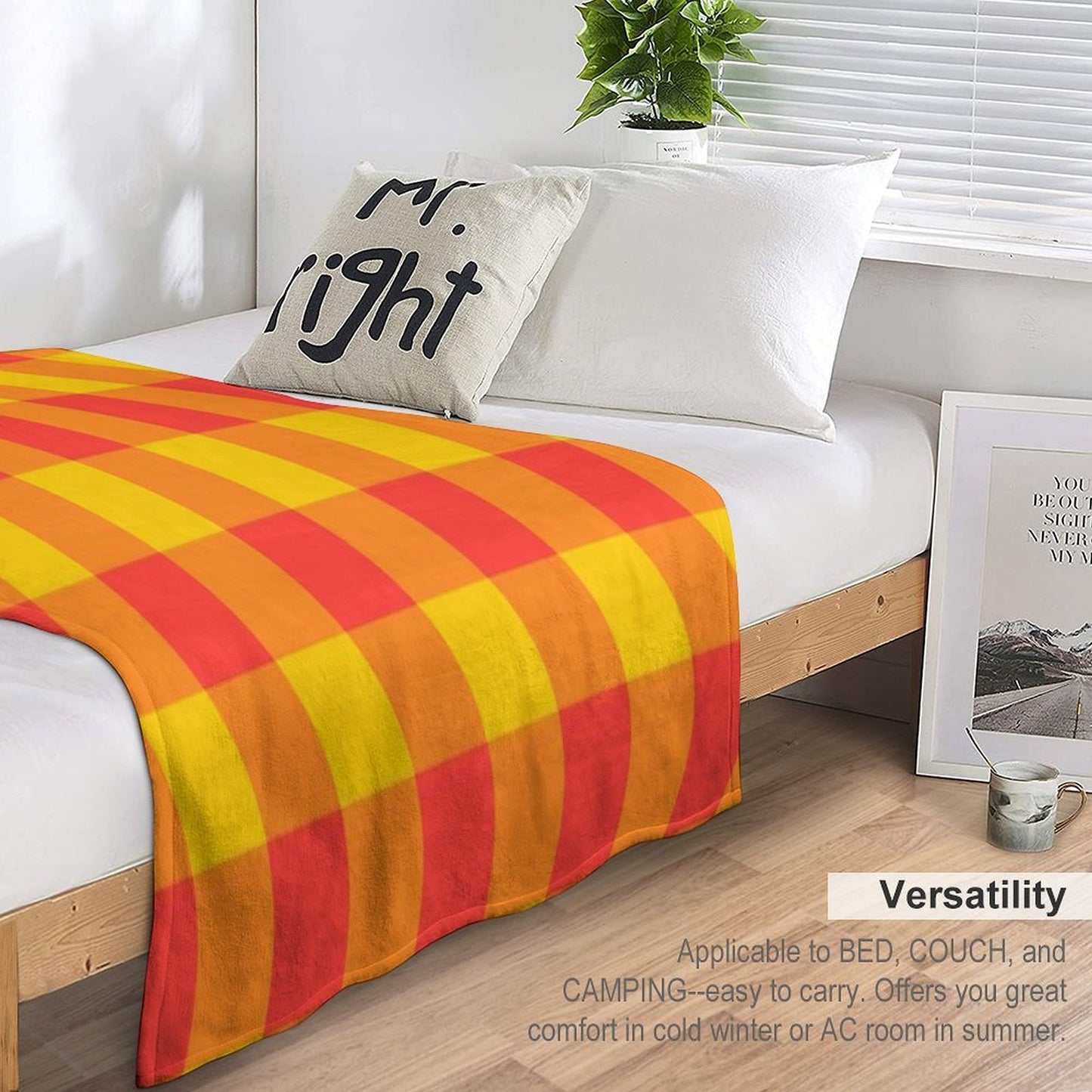 Red And Yellow Checkered Pattern Throw Blanket