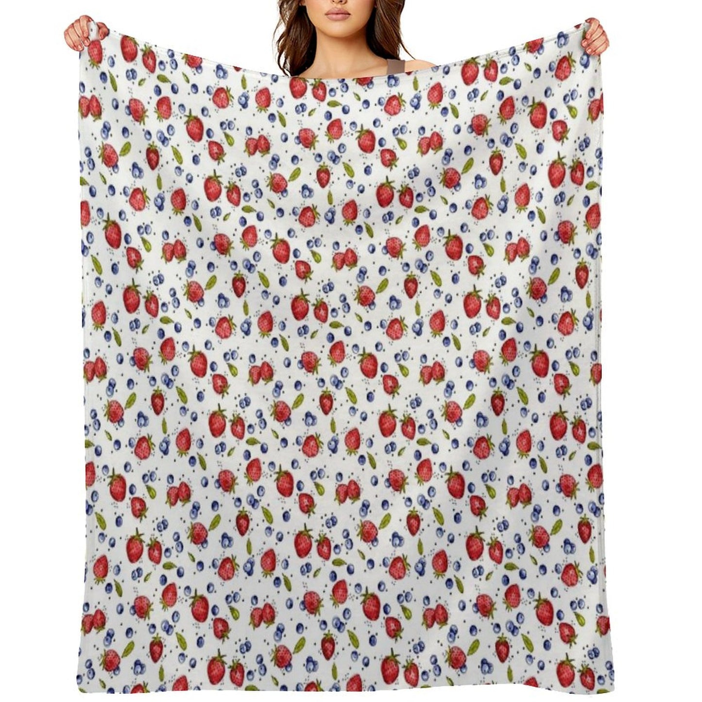 Strawberry, Blueberry, Mint Throw Blanket
