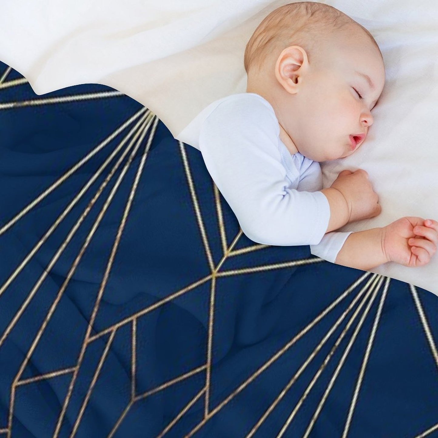 Art Deco in Navy Blue - Large Scale Throw Blanket