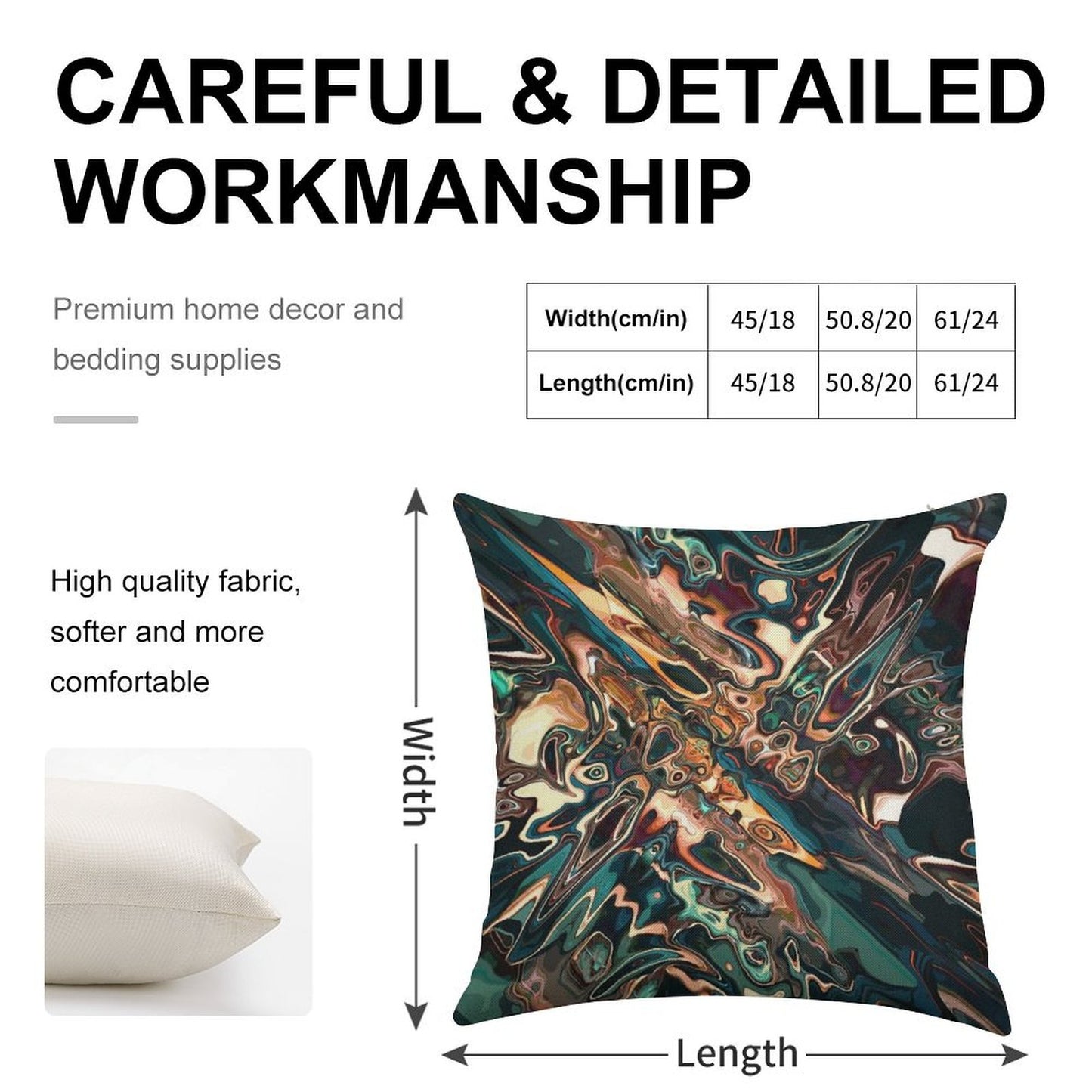 Melting Copper Abstract Linen Throw Pillow Cover