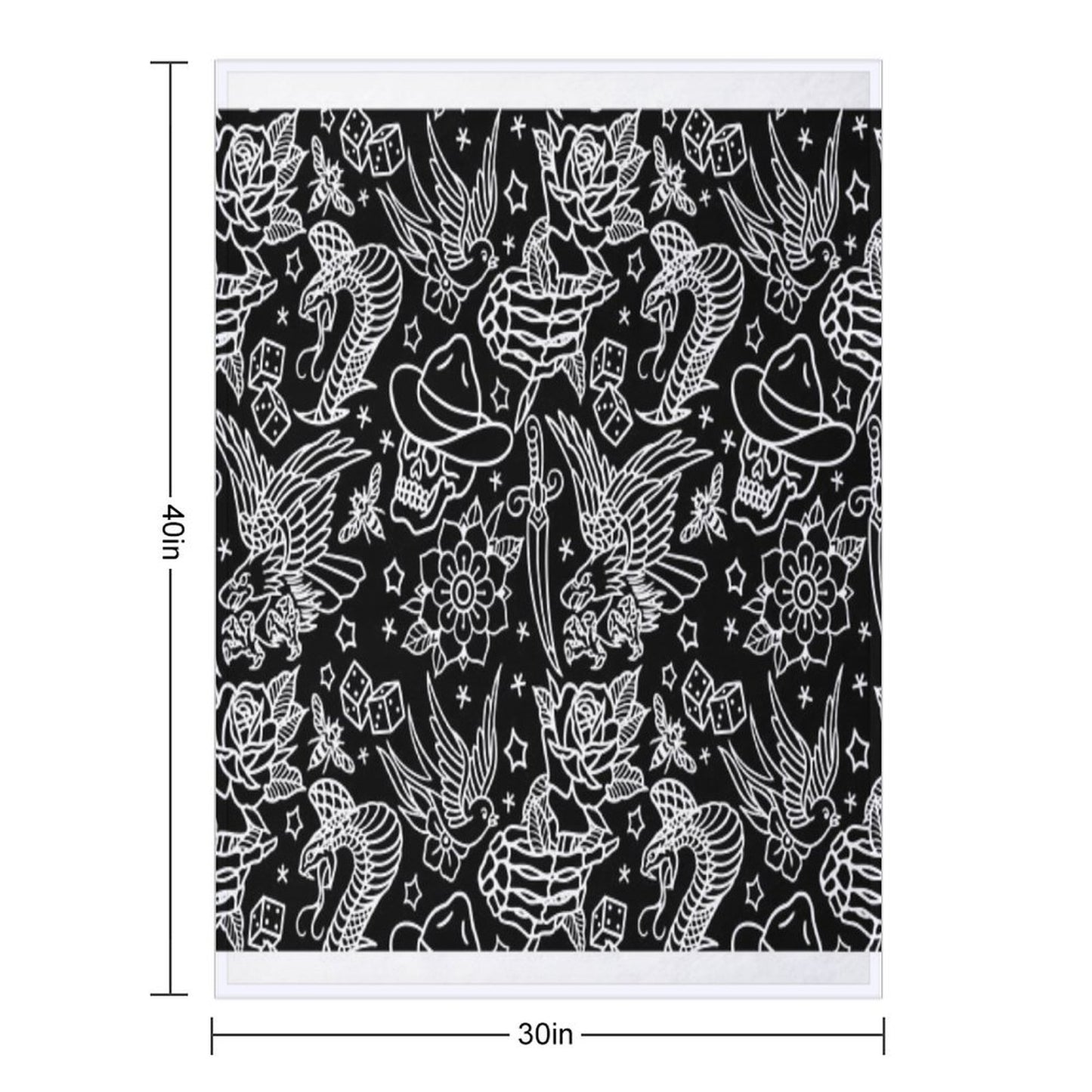 American Traditional Tattoo Flash Print Throw Blanket