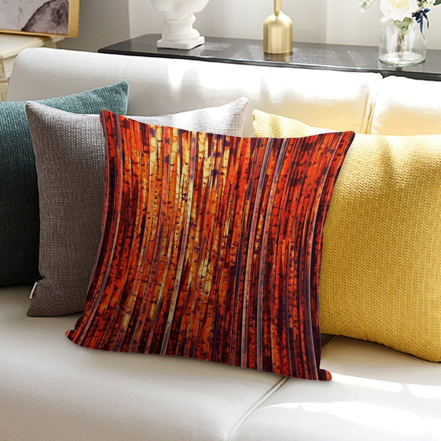 Abstract Orange Stripes Soft Anti-Pilling Throw Pillow