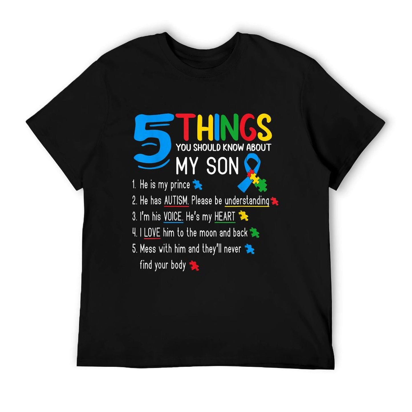 Autistic Son Autism Awareness Support For Mom Dad Parents T-Shirt
