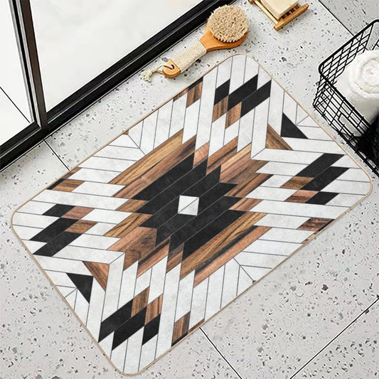 Urban Tribal Pattern No.5 - Aztec - Concrete And Wood Bath Mat