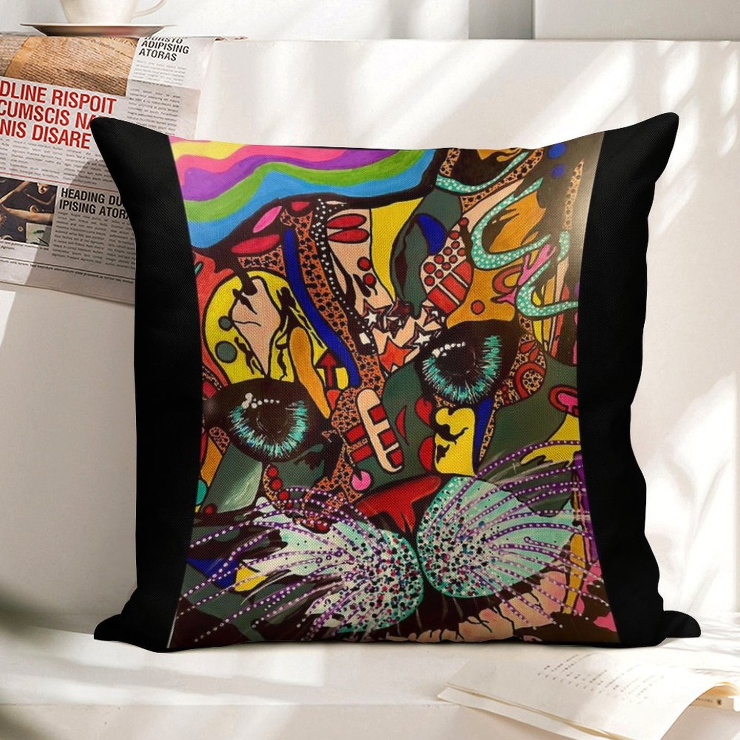 Whiskers Linen Throw Pillow Cover