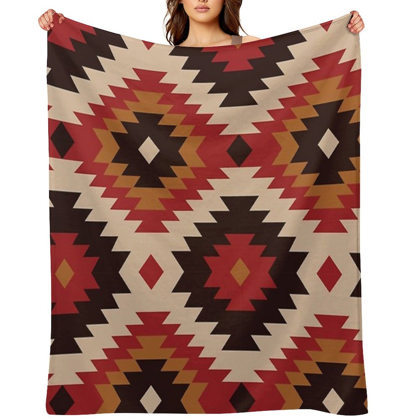 Navajo Red And Mustard Throw Blanket