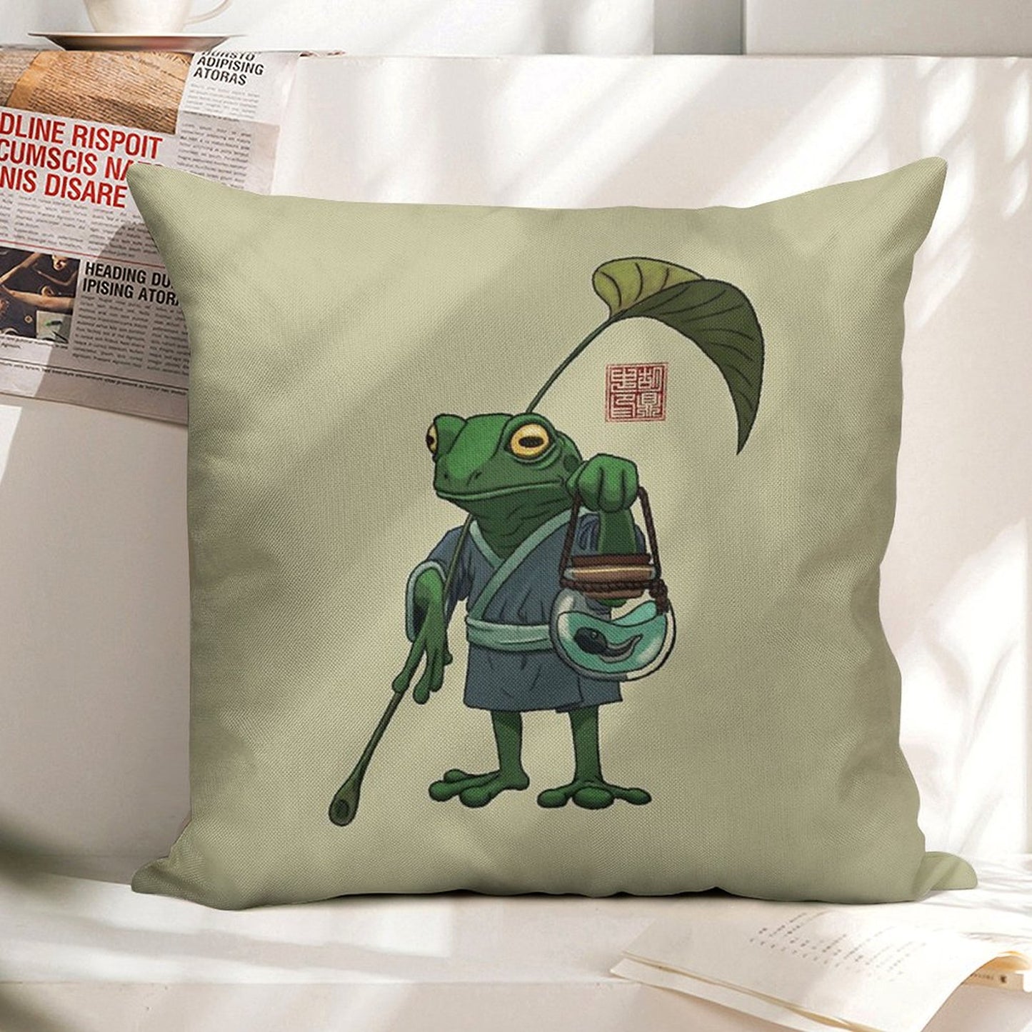 A Frog And His Son Linen Throw Pillow Cover