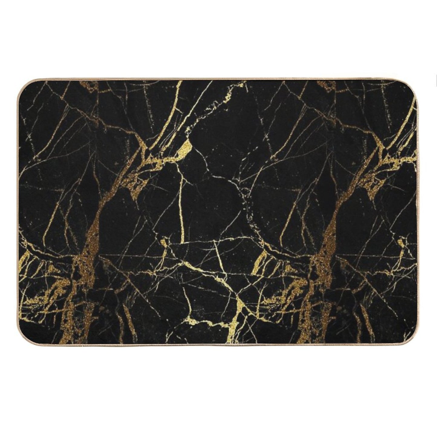 Black And Gold Marble Texture Bath Mat