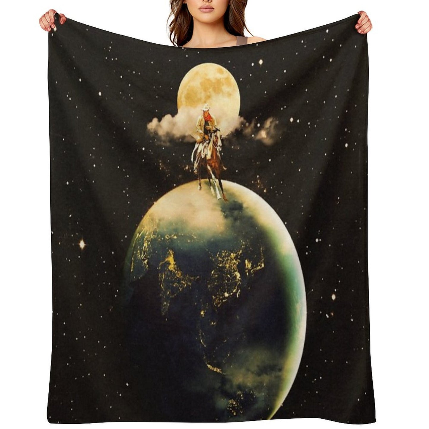 Cowboy In Space Throw Blanket