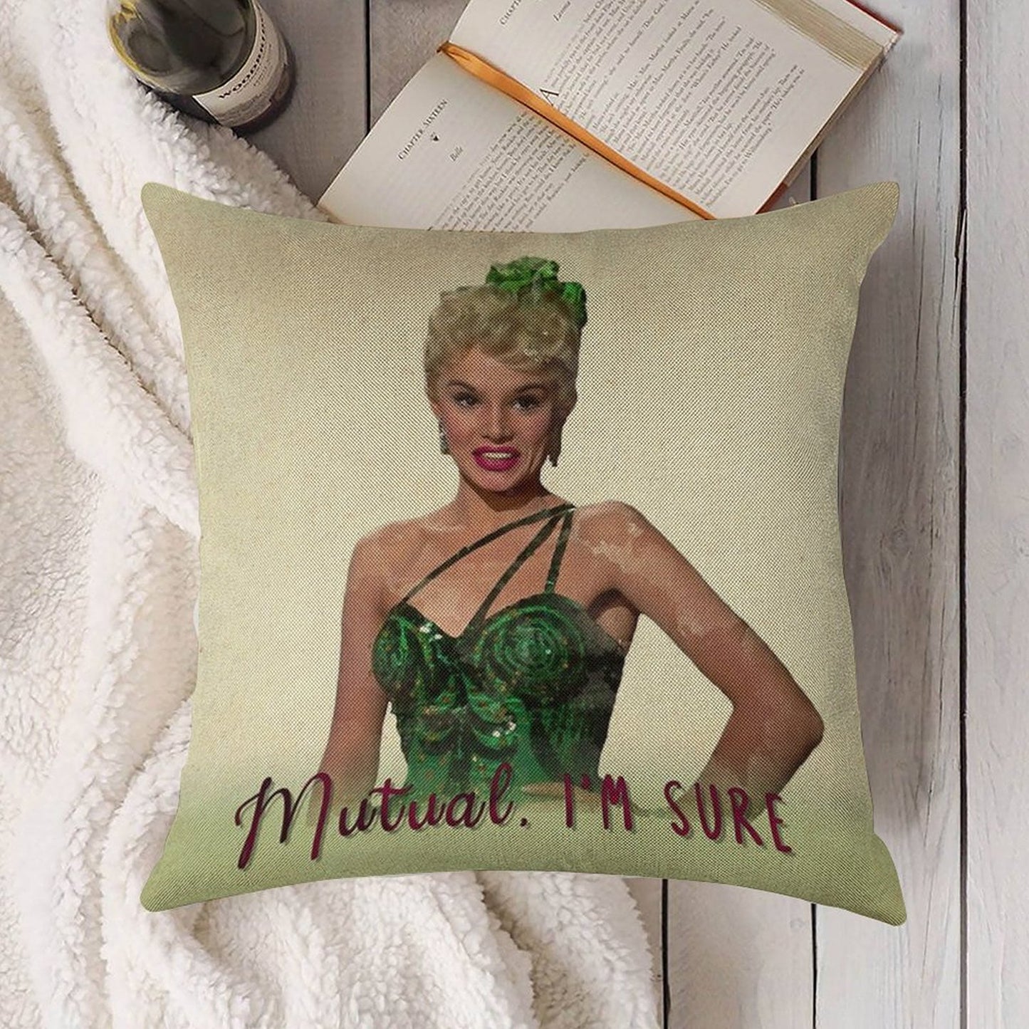 Mutual, I'm Sure - White Christmas Linen Throw Pillow Cover