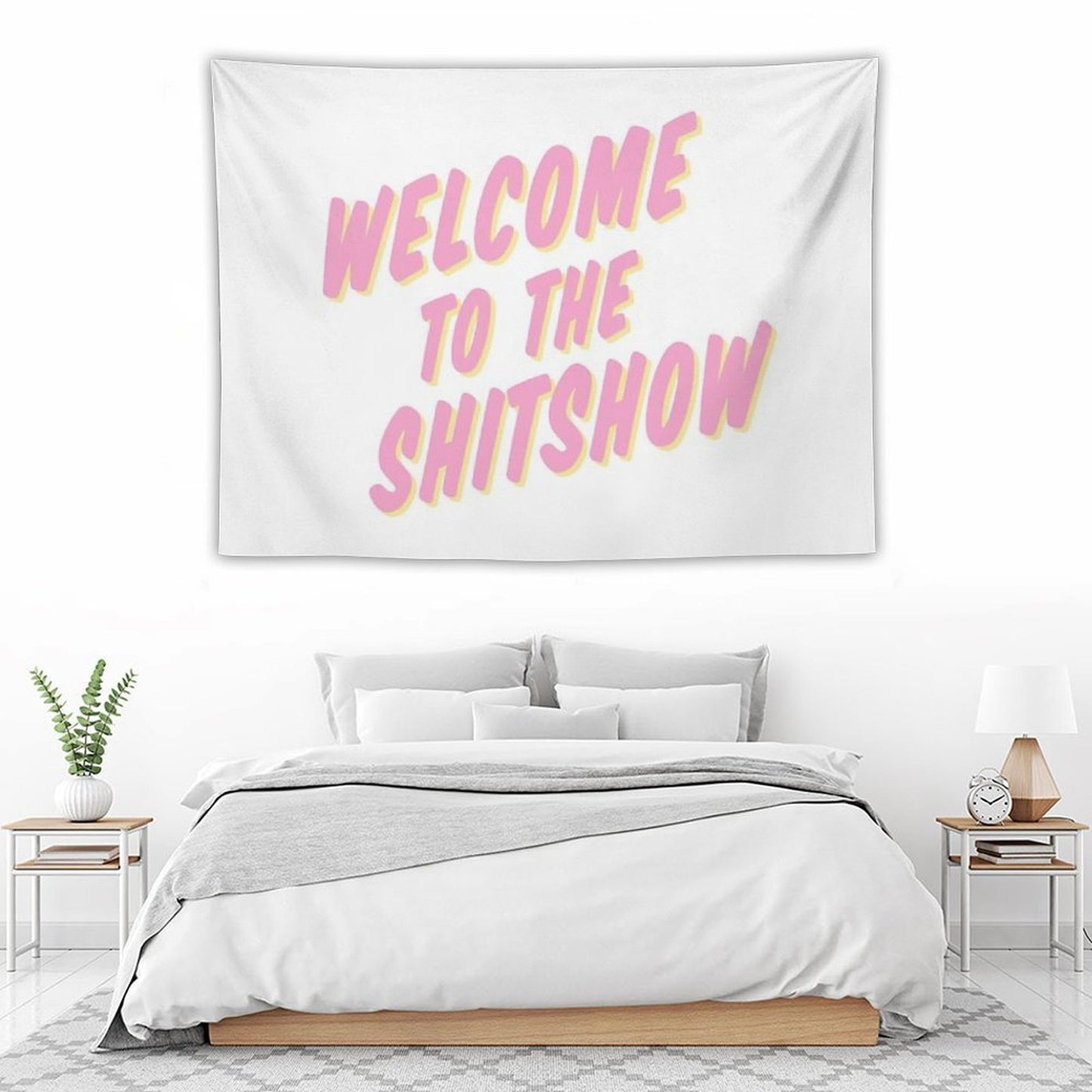 Welcome to The Shitshow Pink And Yellow Tapestry