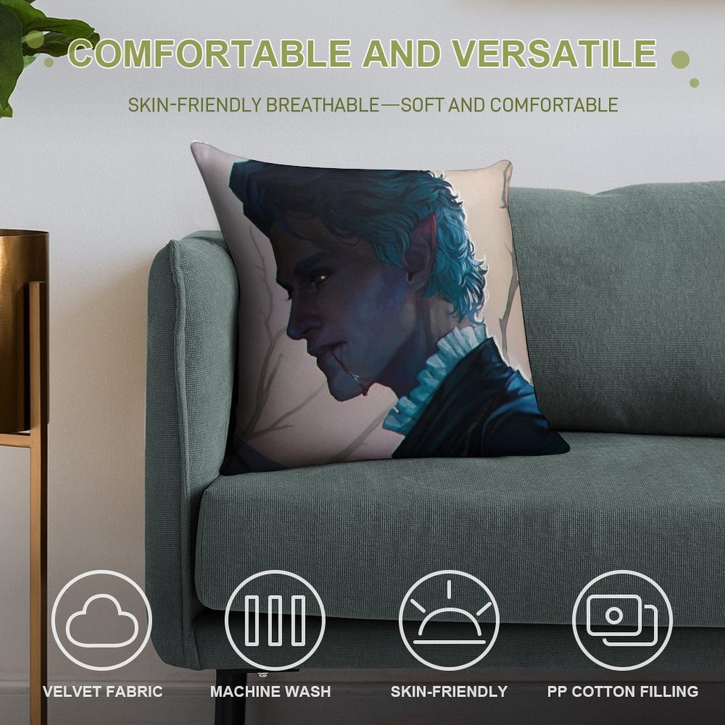 Astarion Soft Hidden Zipper Throw Pillow