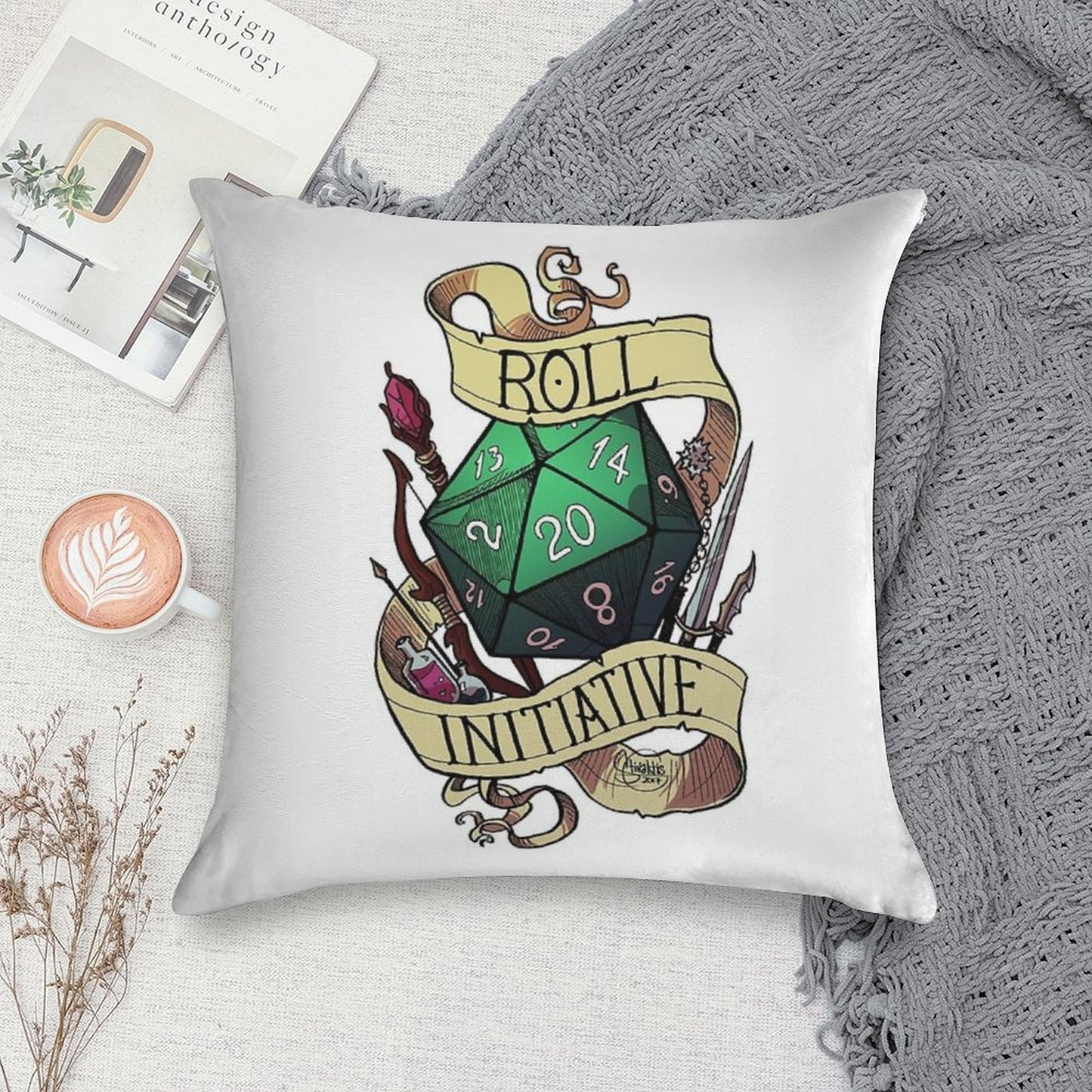 Roll Initiative Soft Decorative Cover Throw Pillow