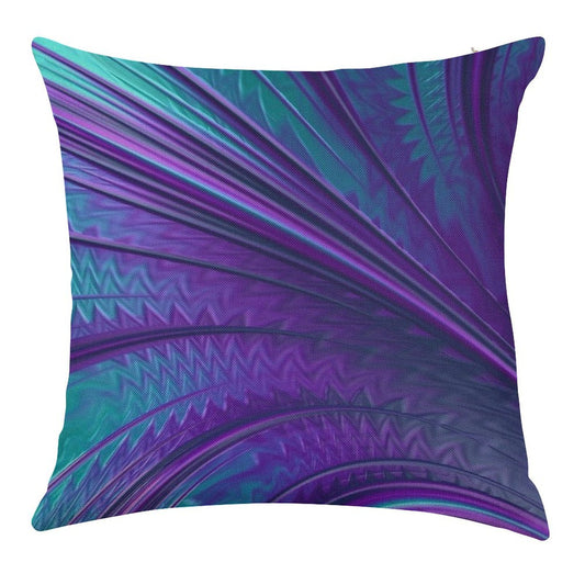 Abstract in Blue And Purple Linen Throw Pillow Cover