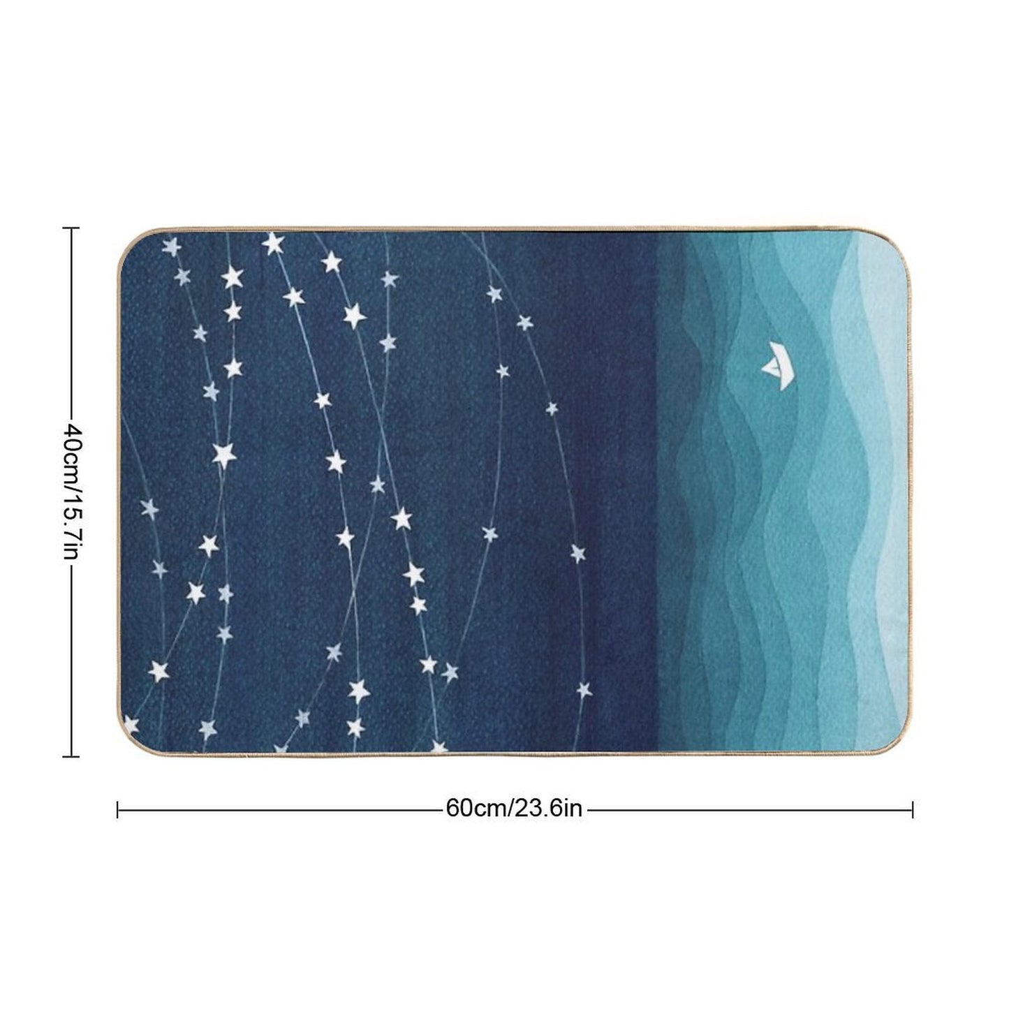 Garland of Stars, Teal Ocean Bath Mat