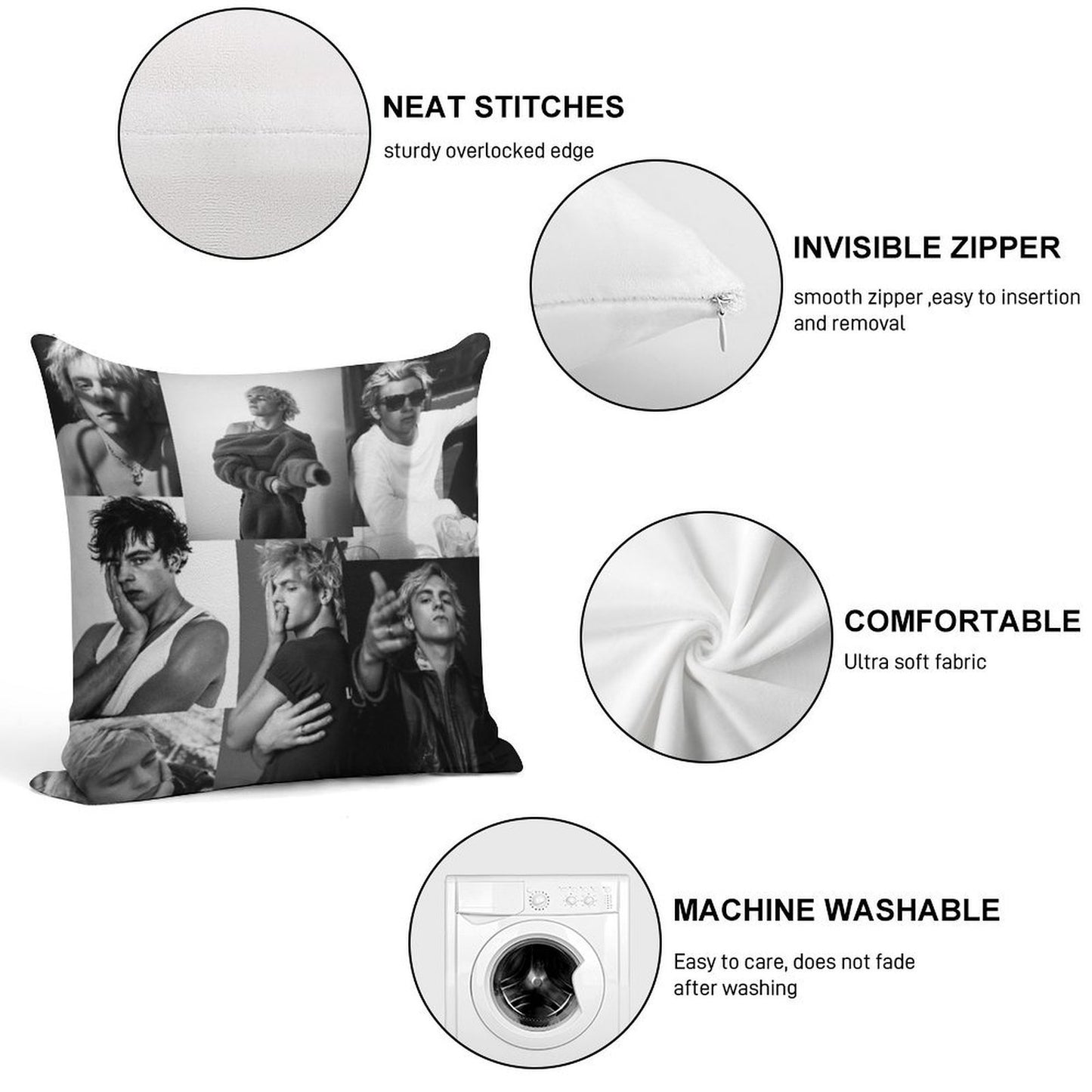 Ross Lynch Collage Soft Ultra-Soft Texture Throw Pillow