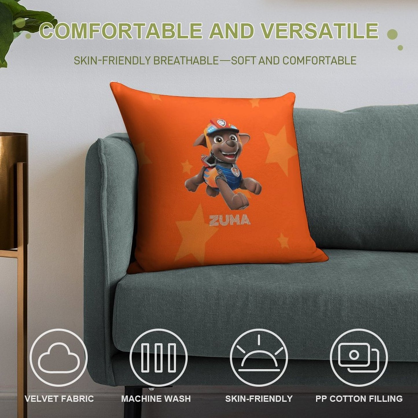 Paw Patrol Zuma Soft Decorative Cover Throw Pillow