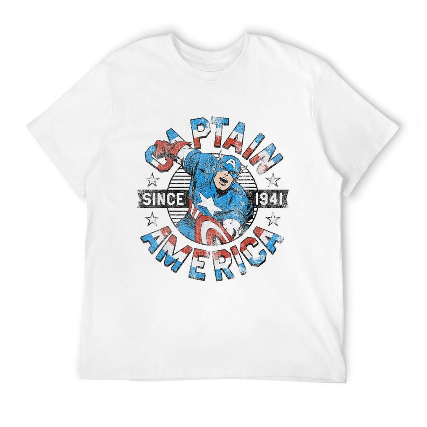 Marvel Avengers Vintage Captain America Comic Hero Since 41 Tagless Design T-Shirt