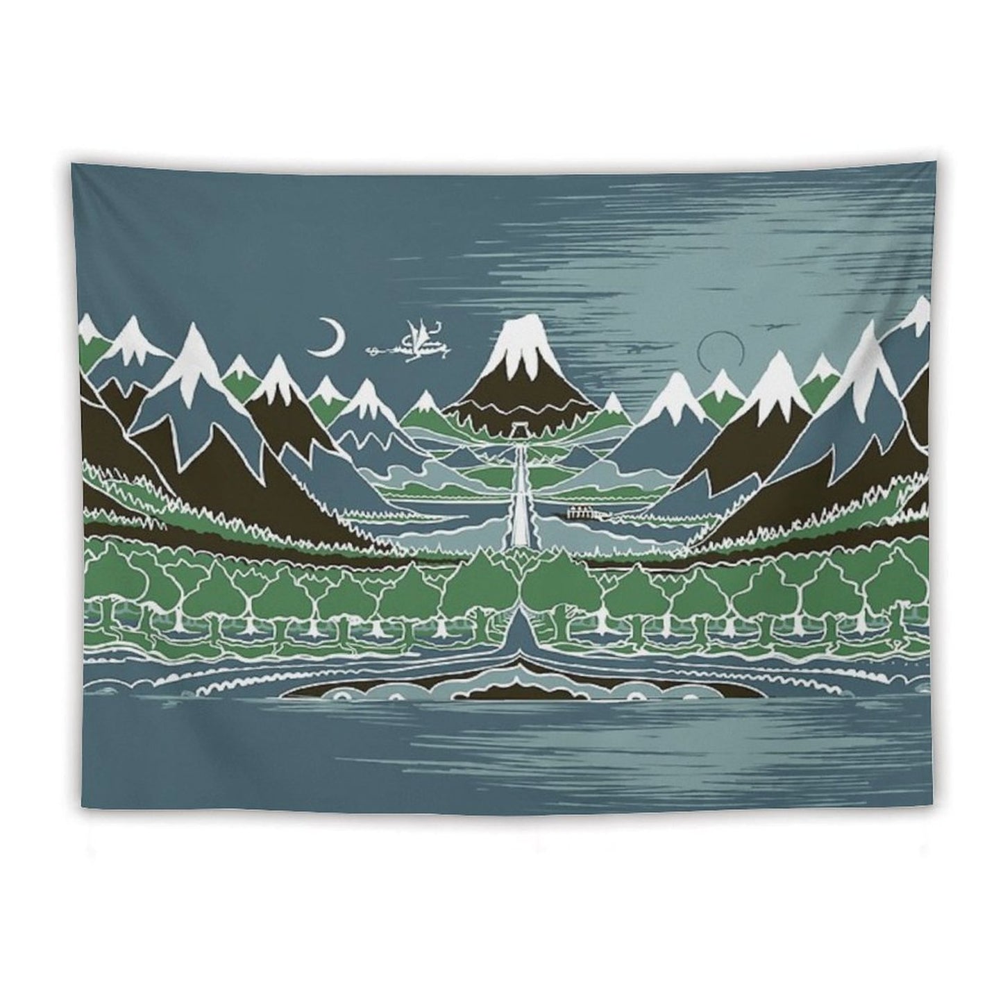 Forest Mountain Path in The Style of J.R.R.Tolkien Tapestry