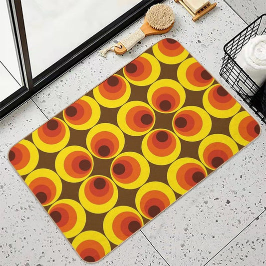 70s, 80s Funky Vintage Circle Pattern Bath Mat