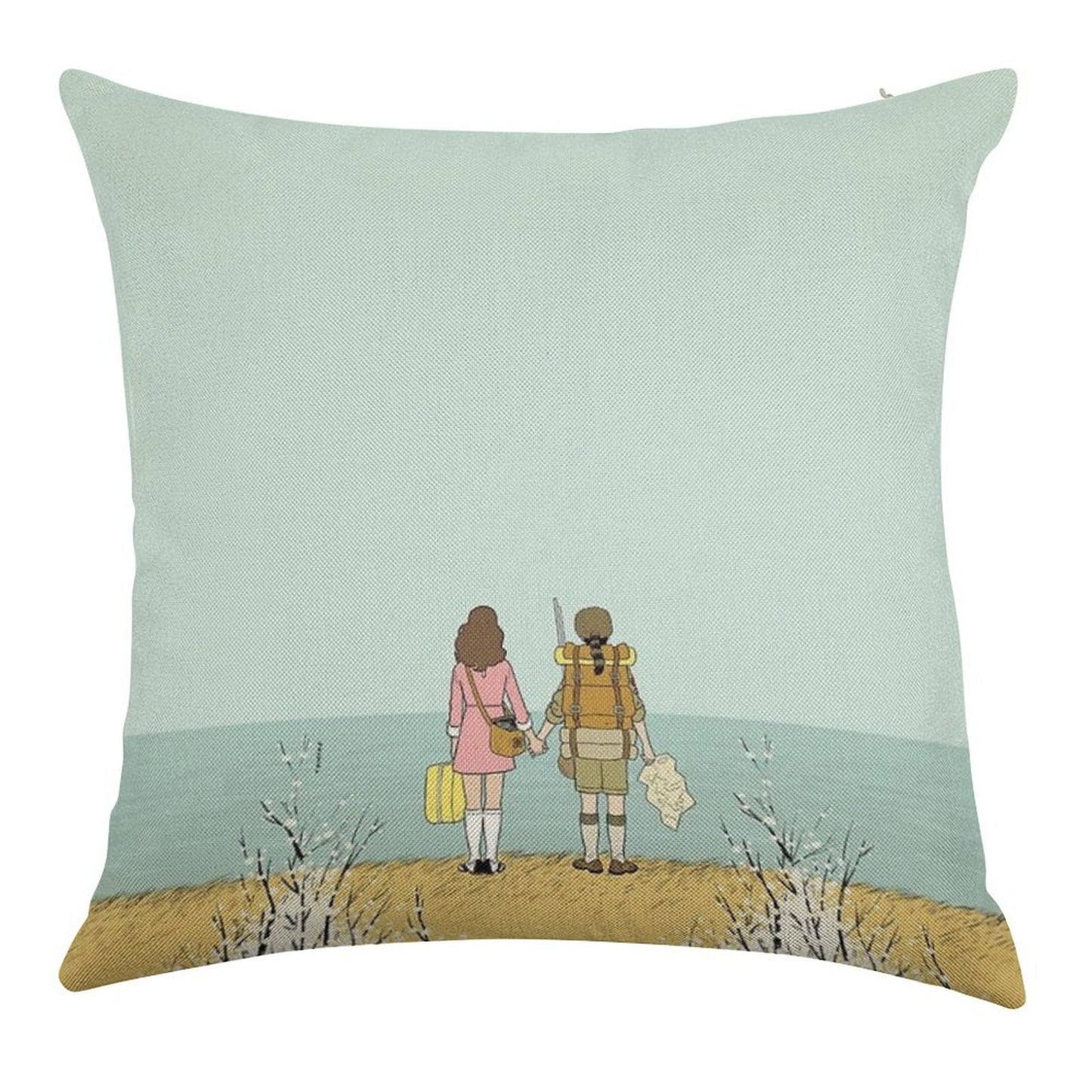 Wes Anderson Movie Linen Throw Pillow Cover