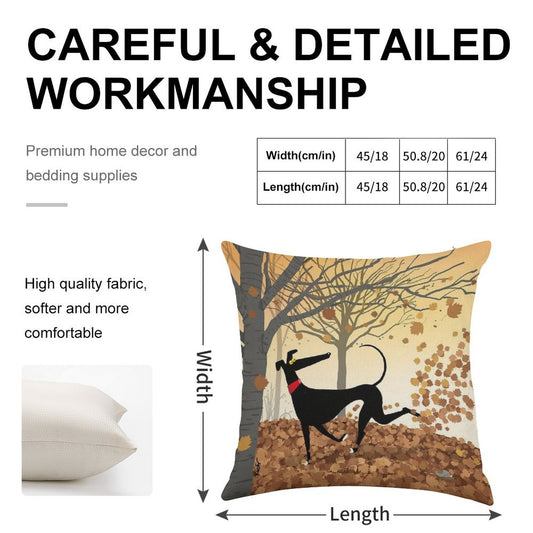 Autumn Hound Linen Throw Pillow Cover