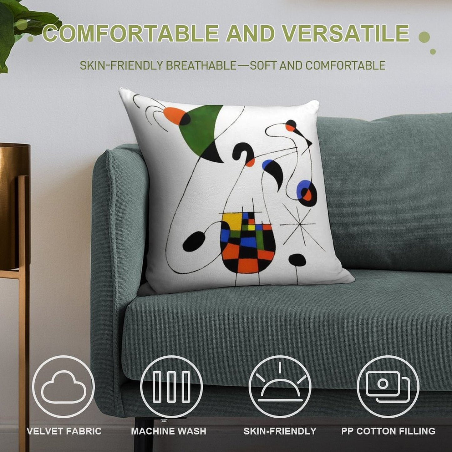 Joan-miro74623-prints Soft Style Accent Throw Pillow