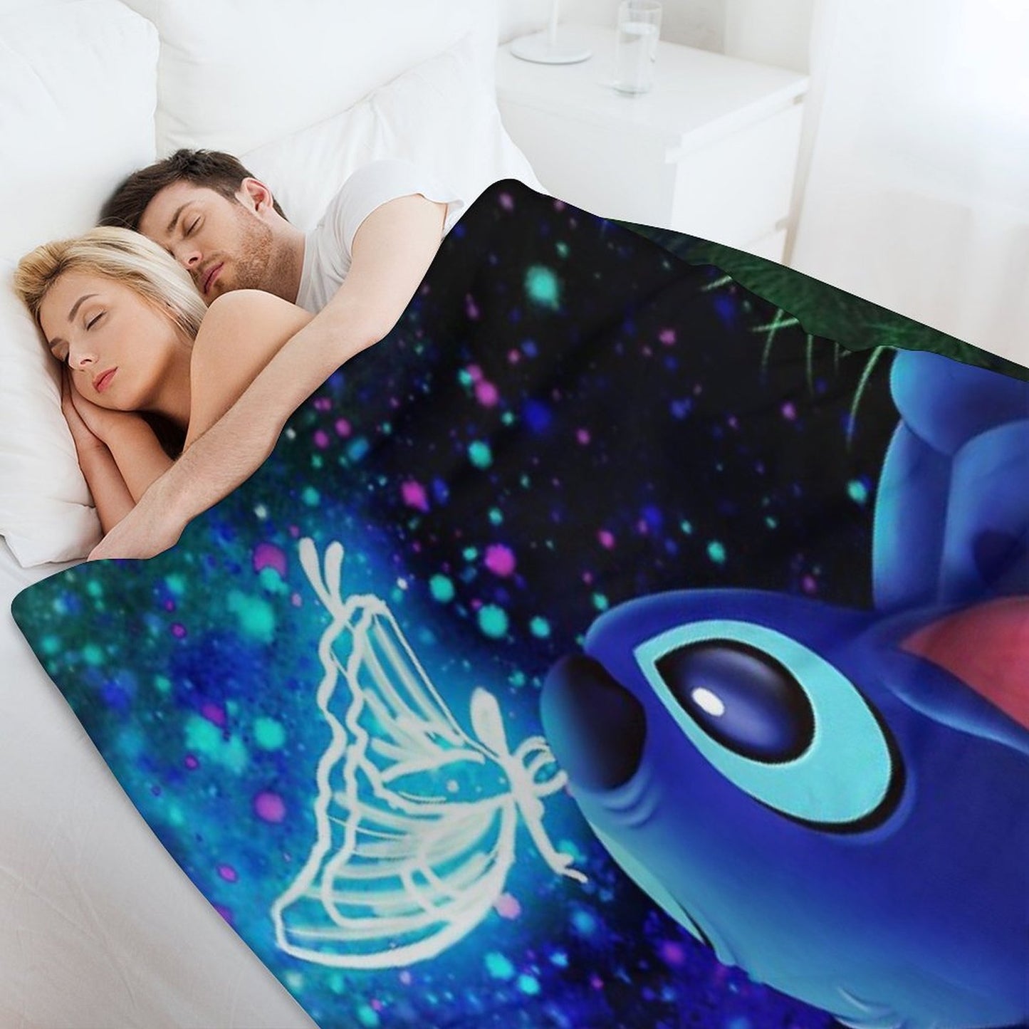 Stitch Butterfly Starry Sky Throw Blanket