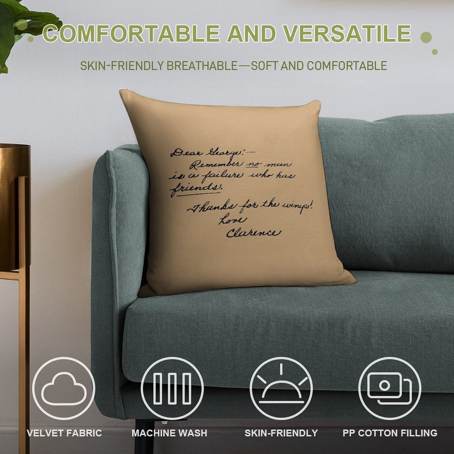 It's A Wonderful Life Movie Quote About Friends Soft Easy Maintenance Throw Pillow