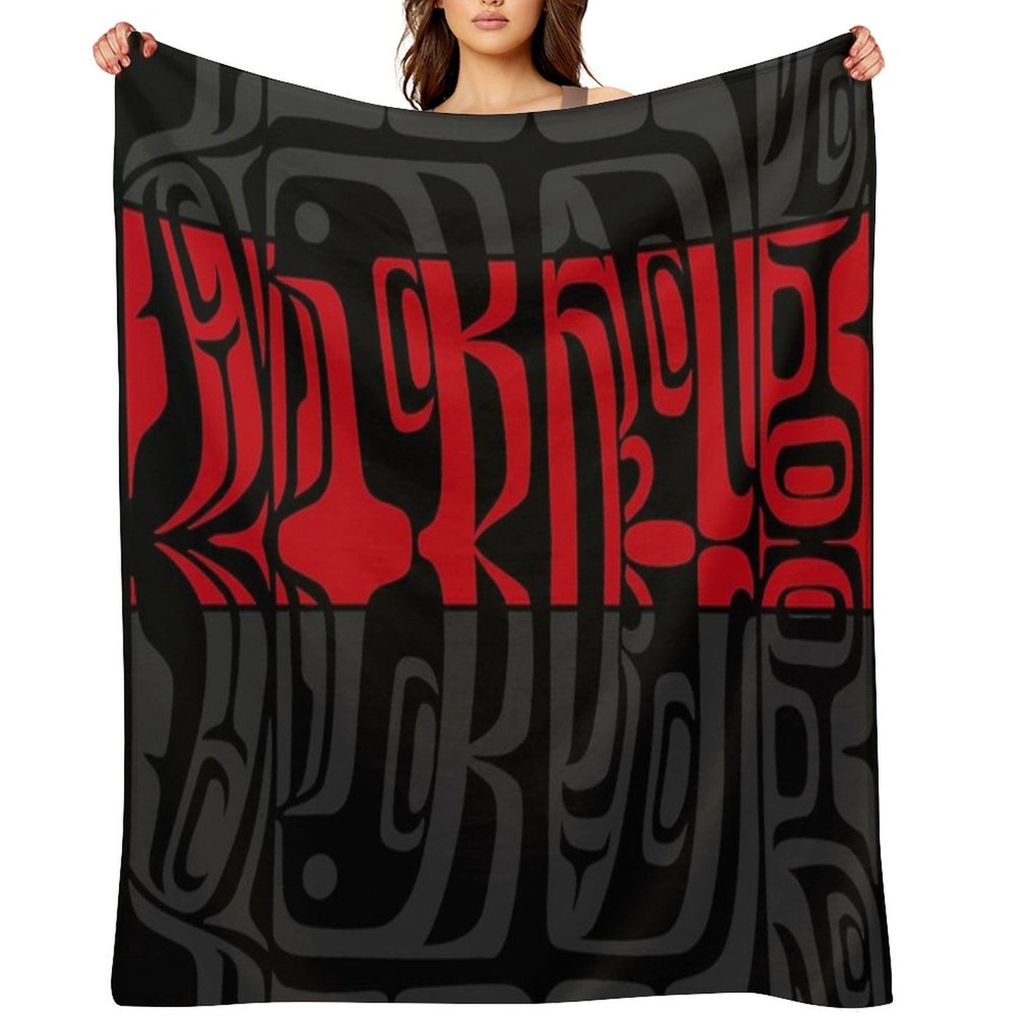 Bentwood Box - Red, Black, Grey Throw Blanket