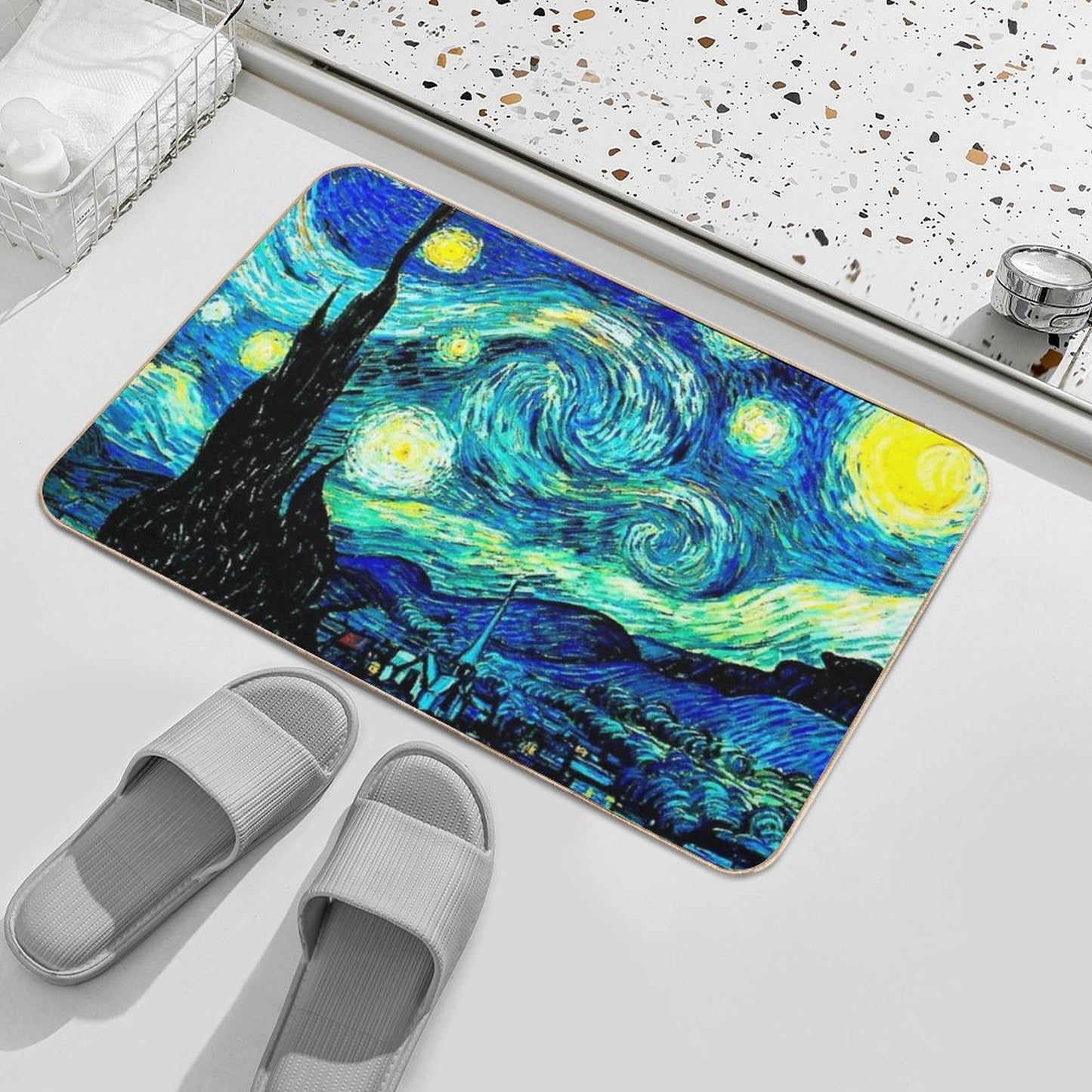 STARRY NIGHT Vincent Van Gogh Famous Painting Print Bath Mat