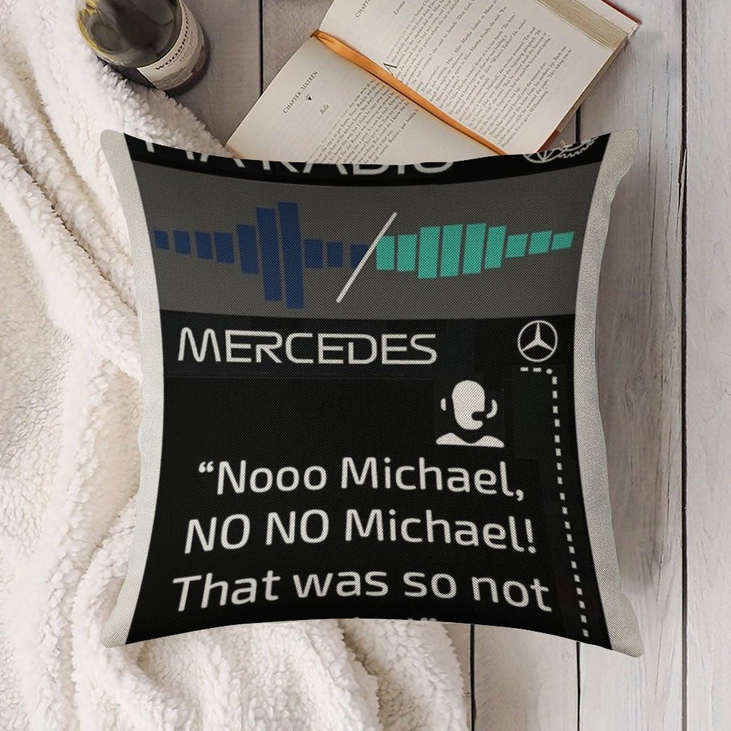Toto Wolff Angry Team Radio Abu Dhabi 2021 Linen Throw Pillow Cover