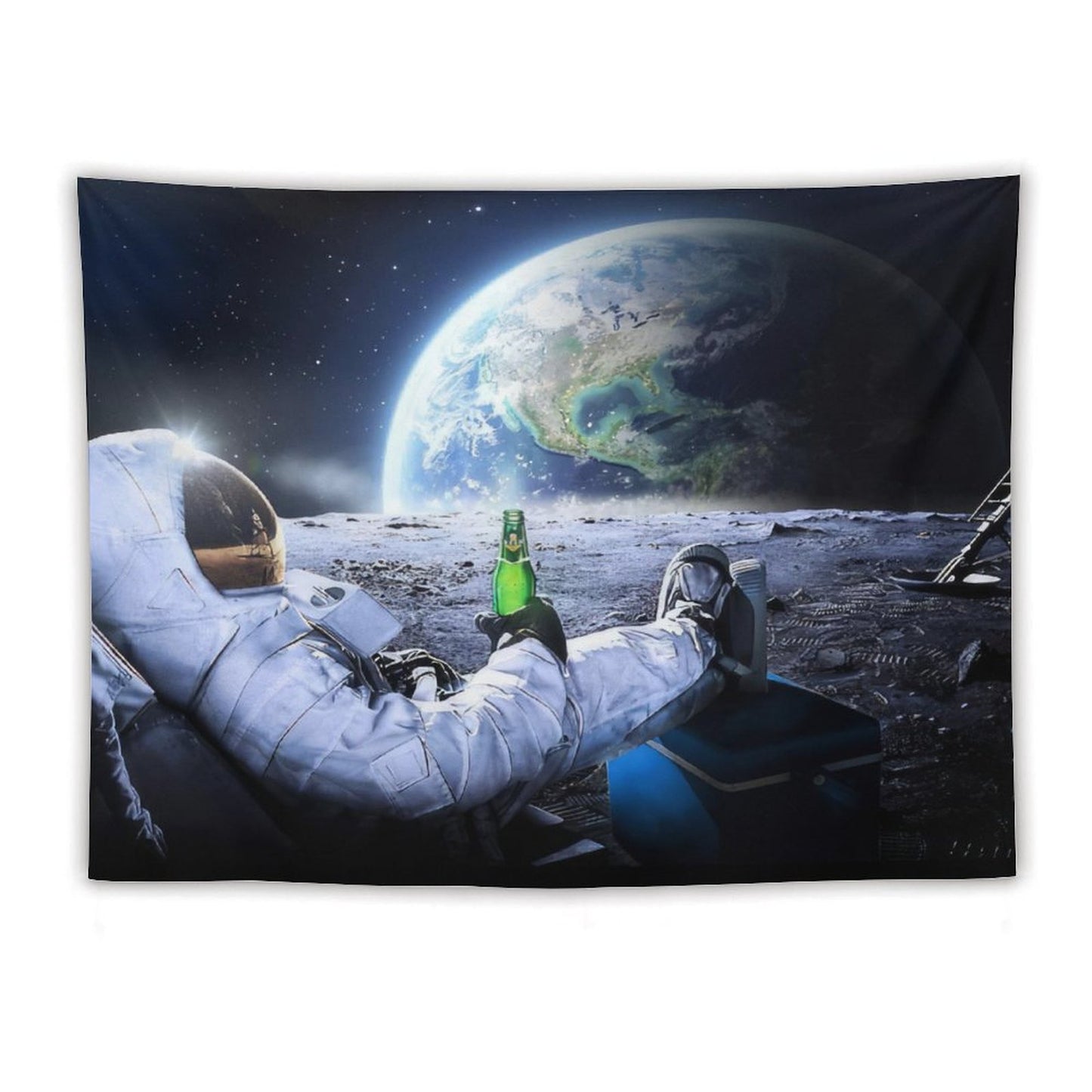 Astronaut on The Moon with Beer Tapestry