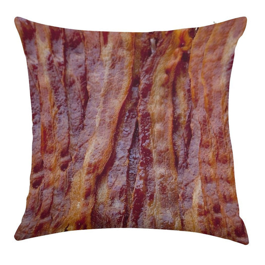 Fried Bacon Linen Throw Pillow Cover