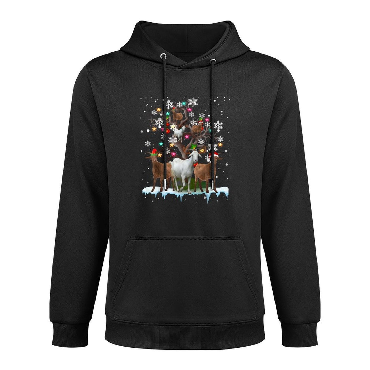 Christmas Goat On Tree Funny Santa Goat Lover Farmer Unisex Design Hoodie