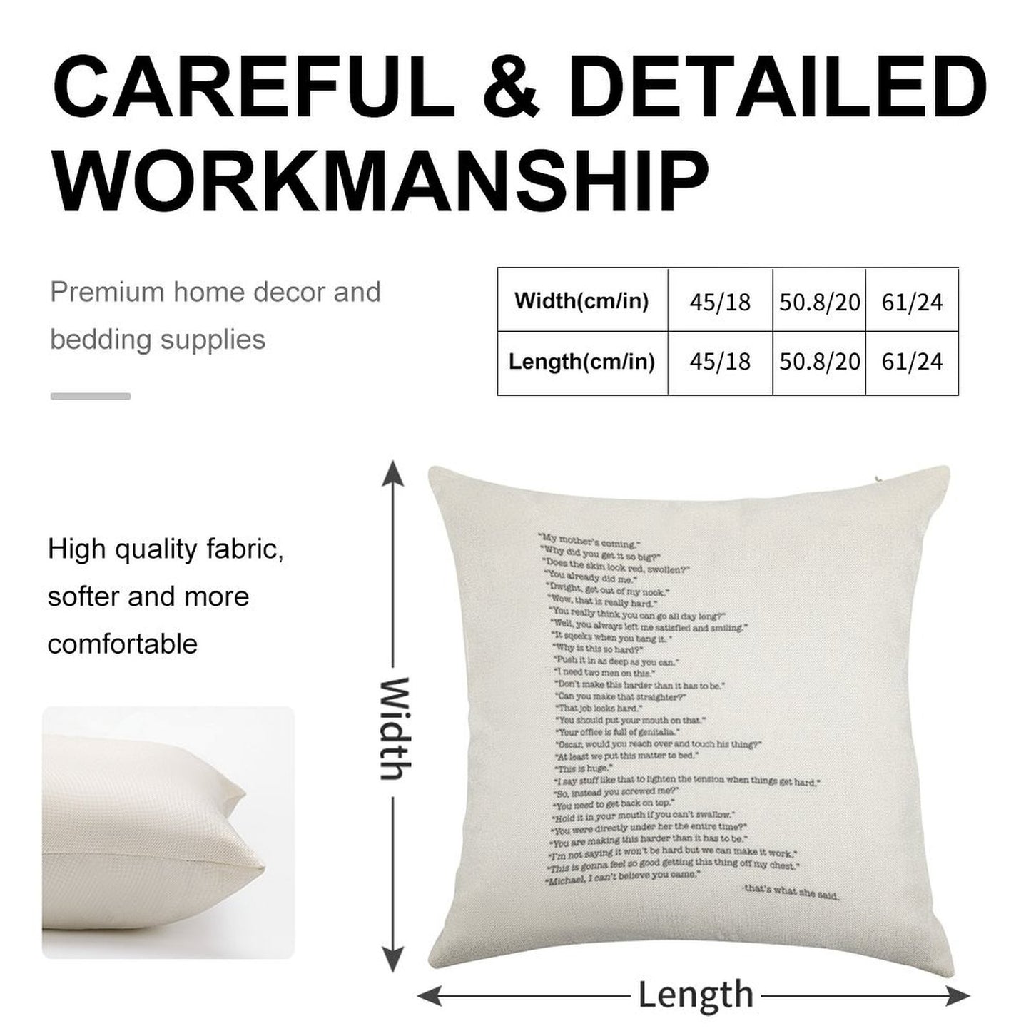 Every That's What She Said From The Office Linen Throw Pillow Cover