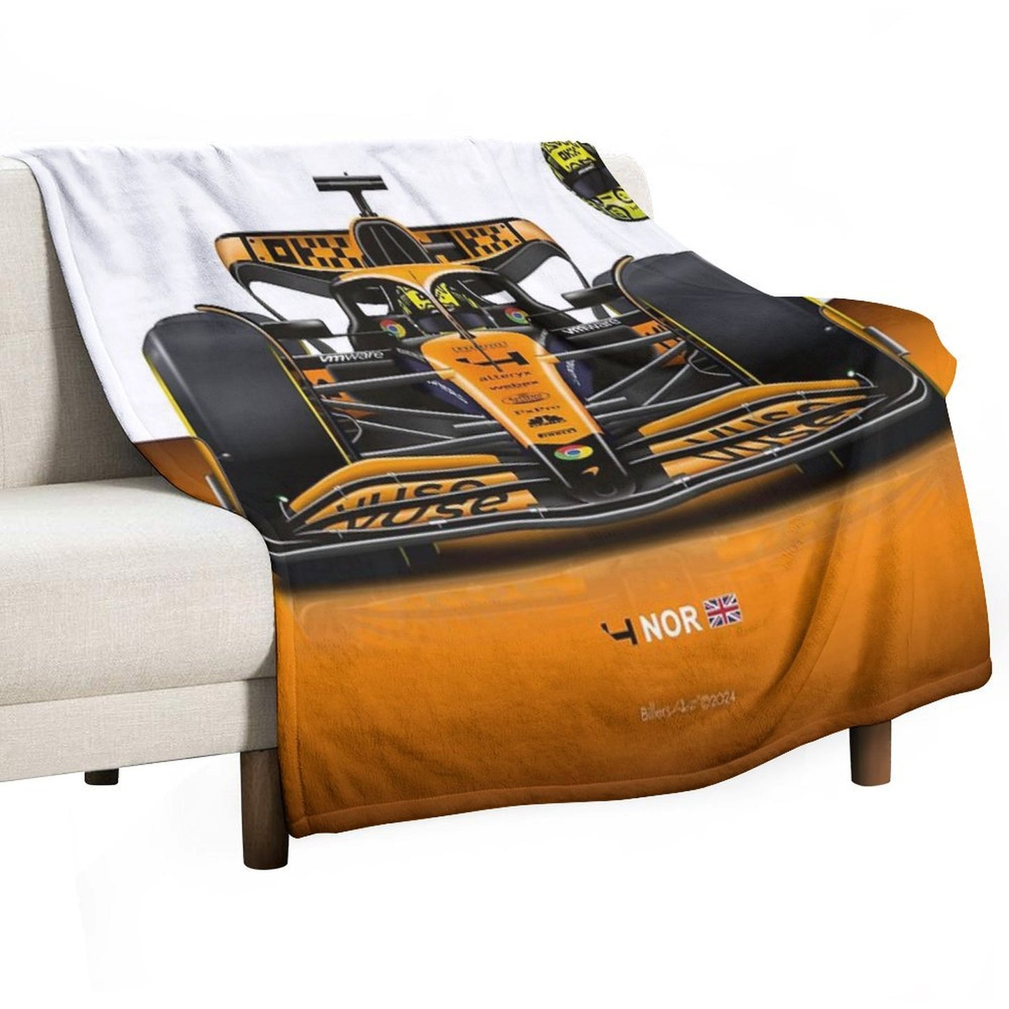 Many Lando Norris Items 2024 Formula 1 McLaren Racing Car Throw Blanket