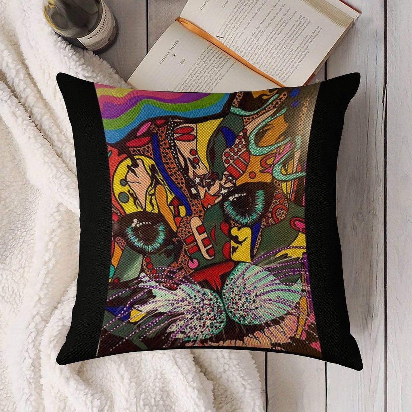 Whiskers Linen Throw Pillow Cover