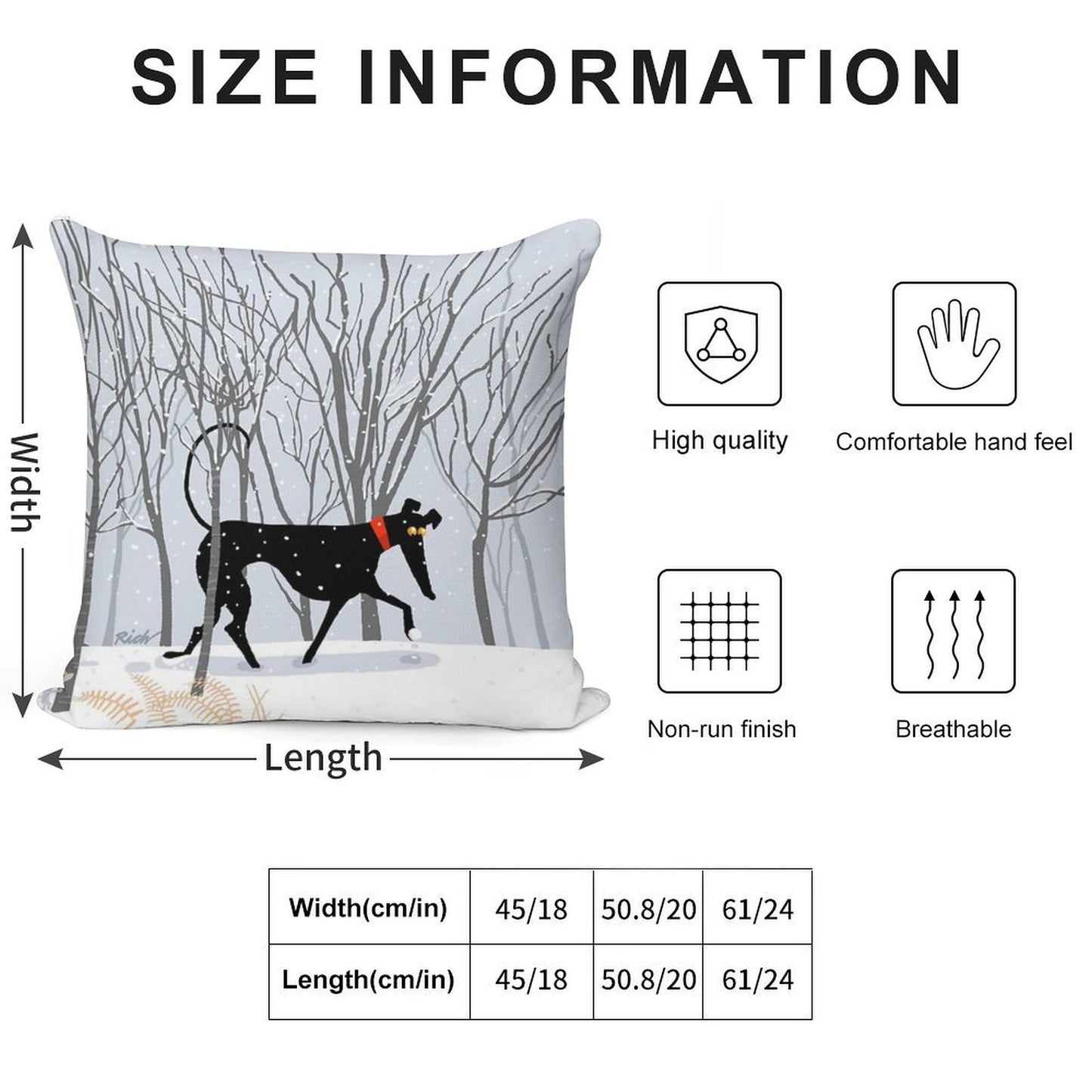 Winter Hound Soft Short Plush Fabric Throw Pillow