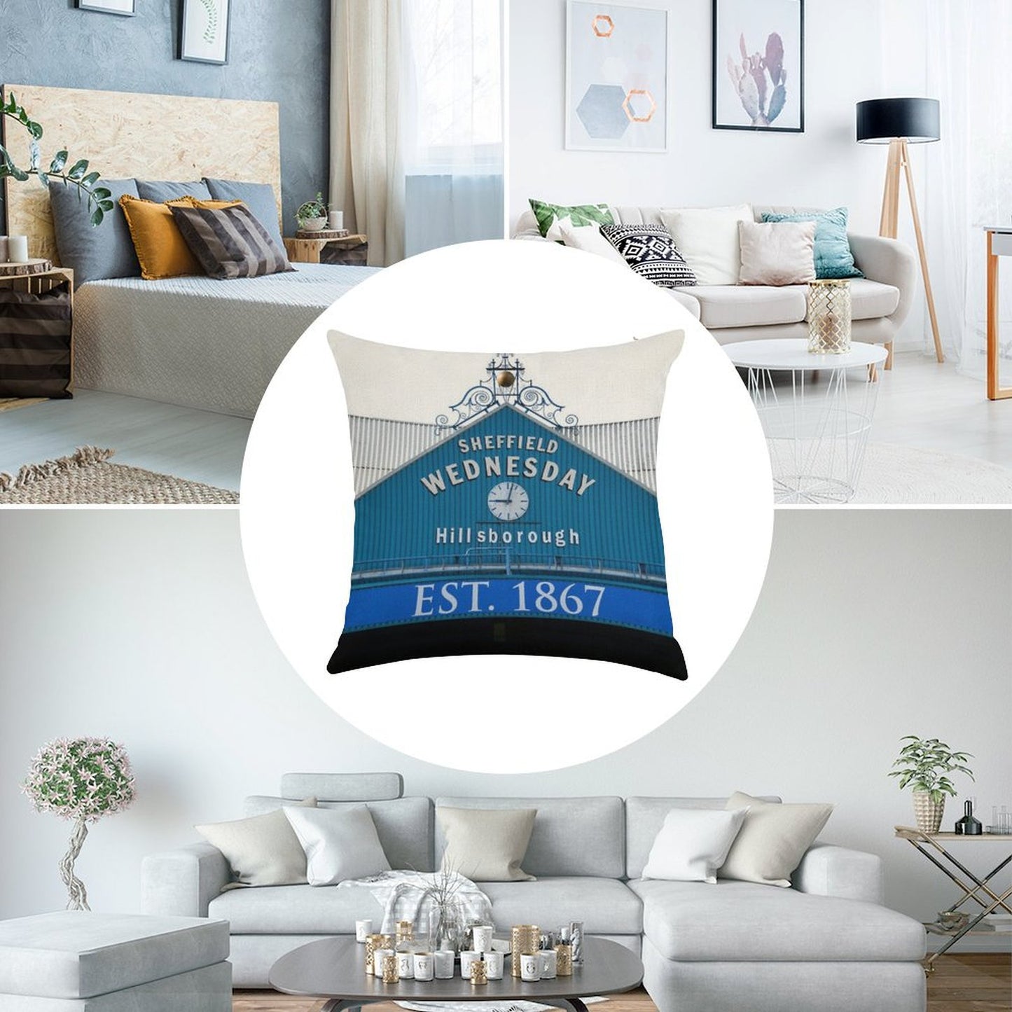 Sheffield Wednesday Famous Clock Linen Throw Pillow Cover
