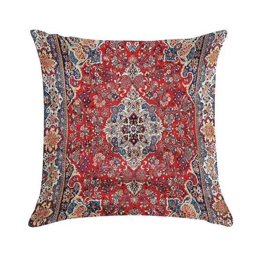 Red Blue Sarouk Persian Carpet Print Soft Durable Construction Throw Pillow